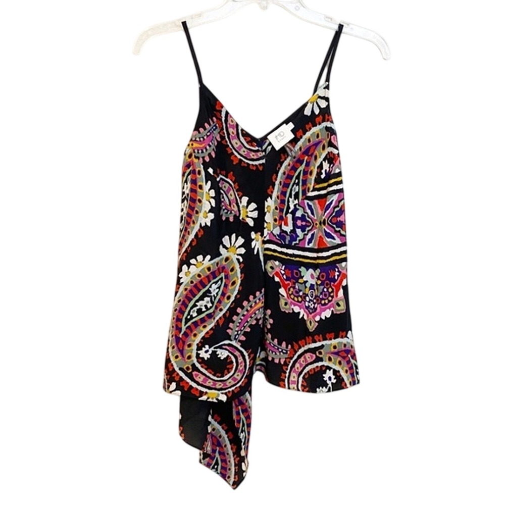 HD in Paris Anthropologie Silk Paisley Asymmetrical Hem Cami Tank Top Size 0